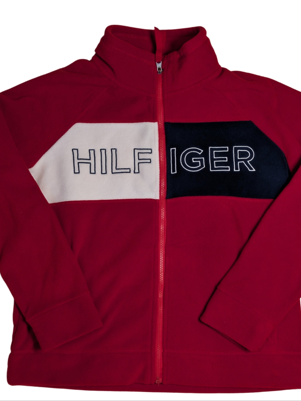 Tommy Hilfiger Women's Red Fleece Zip-Up Jacket XL